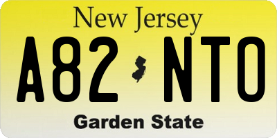NJ license plate A82NTO