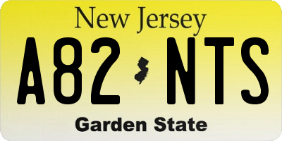 NJ license plate A82NTS