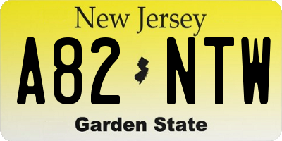 NJ license plate A82NTW