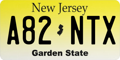 NJ license plate A82NTX