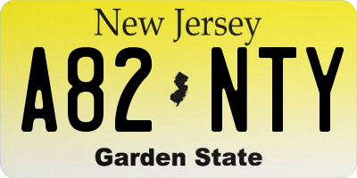 NJ license plate A82NTY