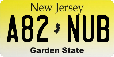 NJ license plate A82NUB