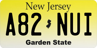 NJ license plate A82NUI