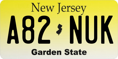 NJ license plate A82NUK