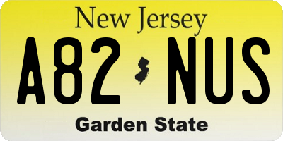 NJ license plate A82NUS