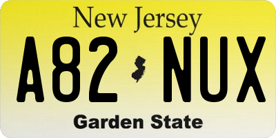 NJ license plate A82NUX