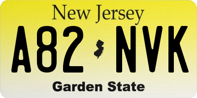 NJ license plate A82NVK