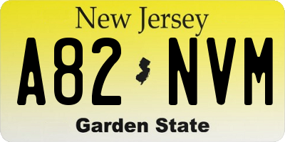 NJ license plate A82NVM