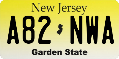 NJ license plate A82NWA