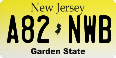 NJ license plate A82NWB