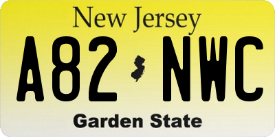 NJ license plate A82NWC