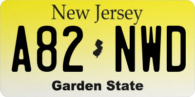 NJ license plate A82NWD