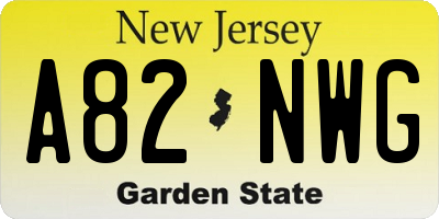 NJ license plate A82NWG