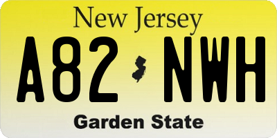 NJ license plate A82NWH