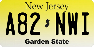 NJ license plate A82NWI