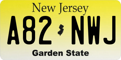 NJ license plate A82NWJ