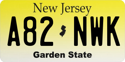 NJ license plate A82NWK