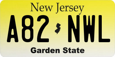 NJ license plate A82NWL