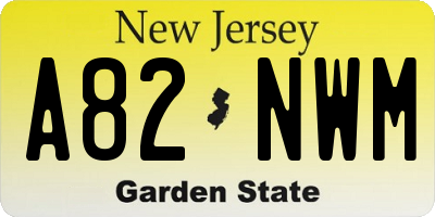 NJ license plate A82NWM