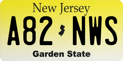 NJ license plate A82NWS