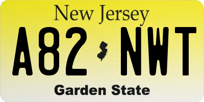 NJ license plate A82NWT