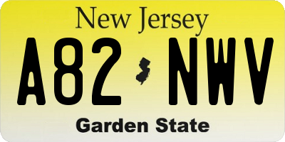 NJ license plate A82NWV