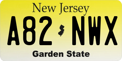 NJ license plate A82NWX