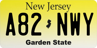 NJ license plate A82NWY