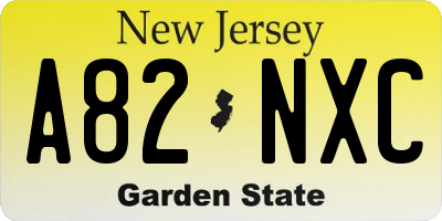 NJ license plate A82NXC
