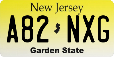 NJ license plate A82NXG