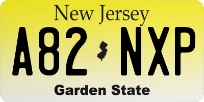 NJ license plate A82NXP
