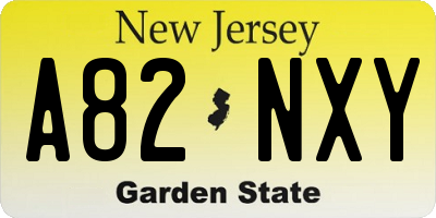 NJ license plate A82NXY