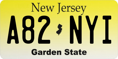 NJ license plate A82NYI