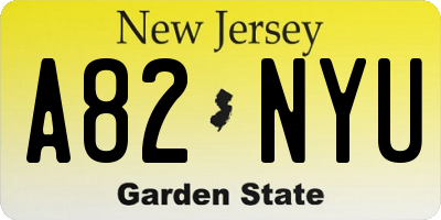 NJ license plate A82NYU