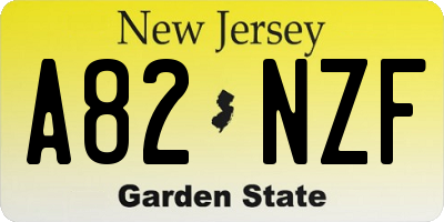 NJ license plate A82NZF