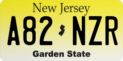 NJ license plate A82NZR