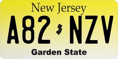 NJ license plate A82NZV