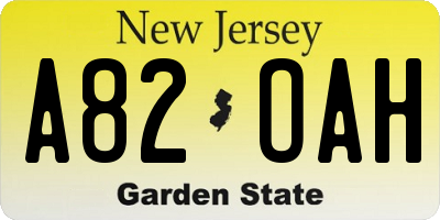 NJ license plate A82OAH