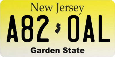 NJ license plate A82OAL