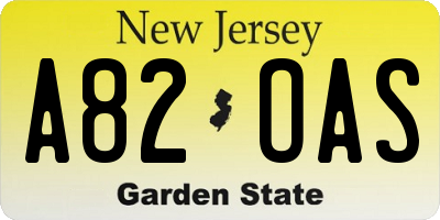 NJ license plate A82OAS