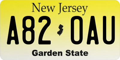 NJ license plate A82OAU