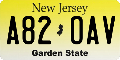 NJ license plate A82OAV
