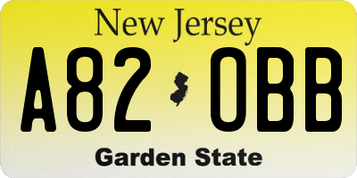 NJ license plate A82OBB