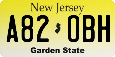 NJ license plate A82OBH