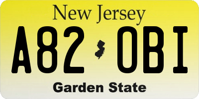 NJ license plate A82OBI