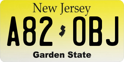 NJ license plate A82OBJ