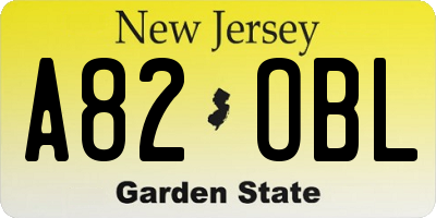 NJ license plate A82OBL