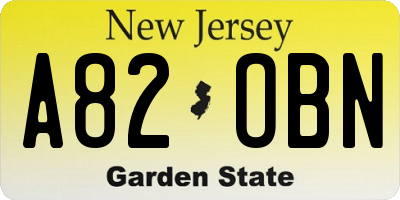 NJ license plate A82OBN