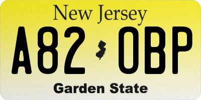 NJ license plate A82OBP