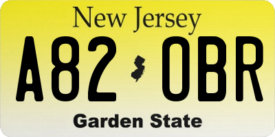 NJ license plate A82OBR